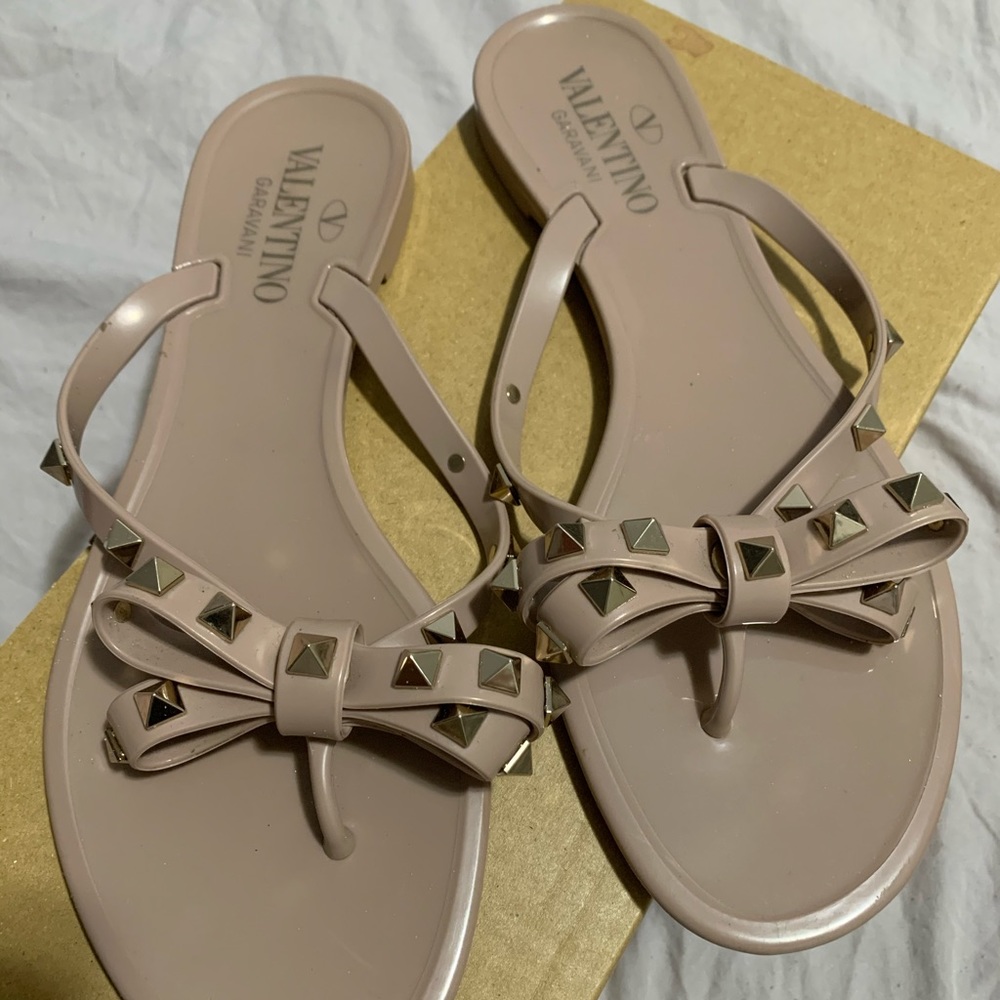 Valentino Garavani Rockstud PVC Flat Thong Sandals
